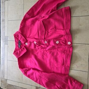 Eloquii fuschia pink cropped denim jacket size 14